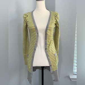 DKNY Jeans long Button Down Cardigan Yellow/Gray stripes‎